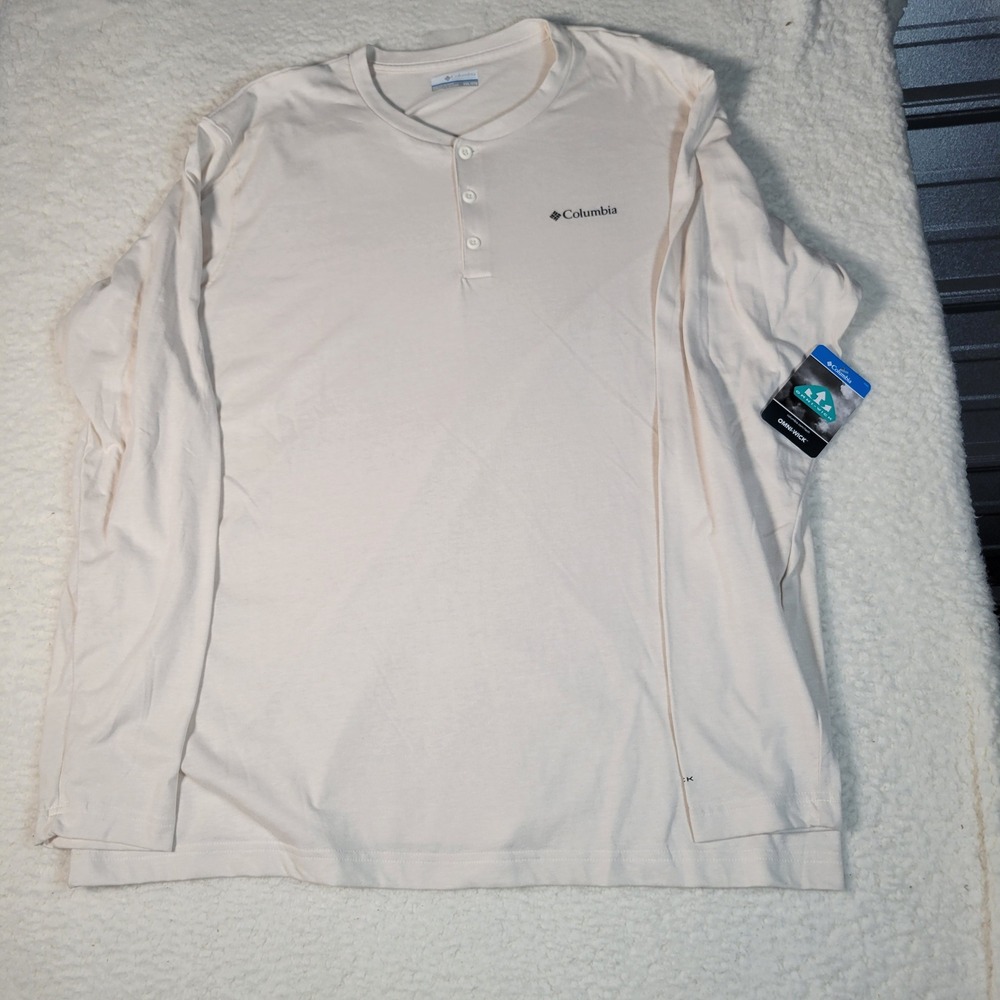 Columbia Henley Shirt Mens XXL Cream Thistletown Hills Long Sleeve Omni-Wick NEW